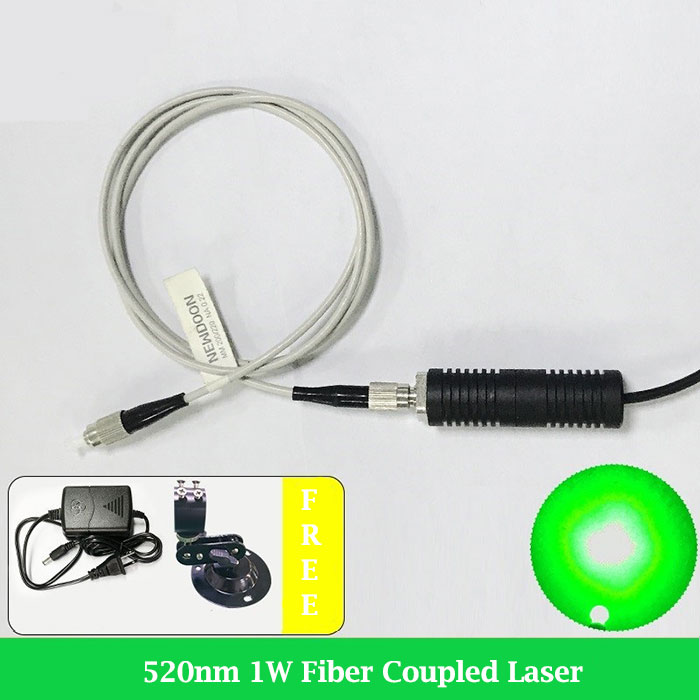 520nm Verde Láser de fibra acoplada1000mW Láser trenzado Module With Power Supply